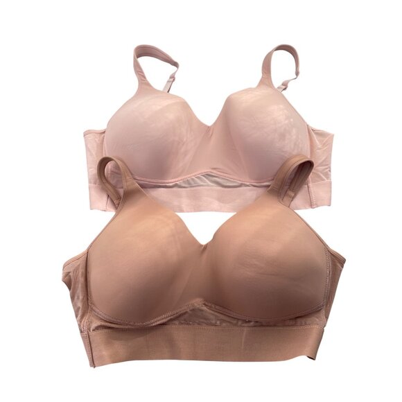 Rhonda Shear 2Pack Molded Cup Bra with Wrap Back Size 3X Pink Beige Lounge 665.5 - Picture 2 of 10
